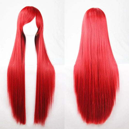New 80cm Straight Sleek Long Full Hair Wigs w Side Bangs