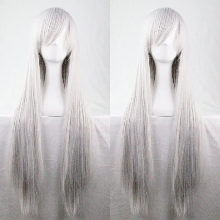 New 80cm Straight Sleek Long Full Hair Wigs w Side Bangs