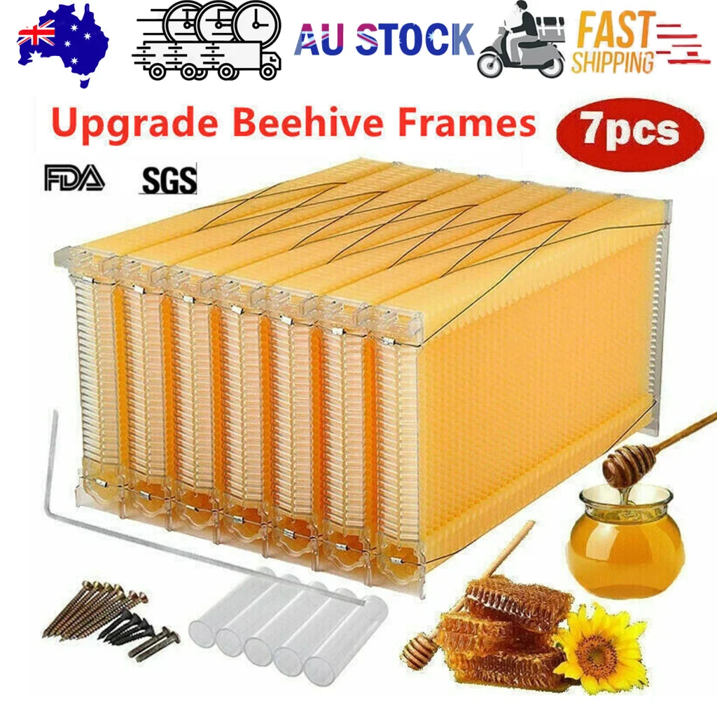 Neweast 7Pcs Flow Bee Comb Hive Frames For Wooden