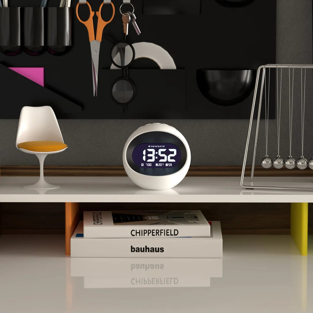 Newgate Centre of the Earth LCD Alarm Clock - White - Home
