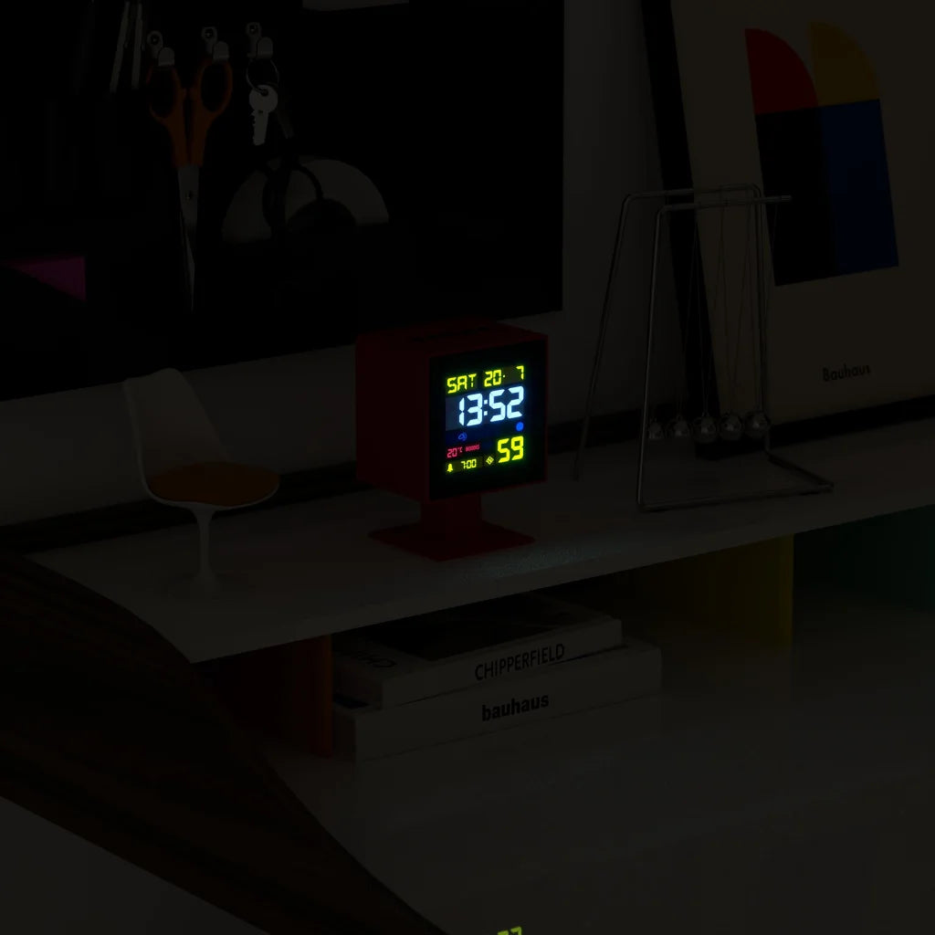 Newgate Monolith LCD Alarm Clock - Fire Engine Red - Home &