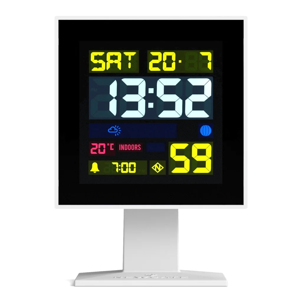 White Newgate Monolith Lcd Alarm Clock