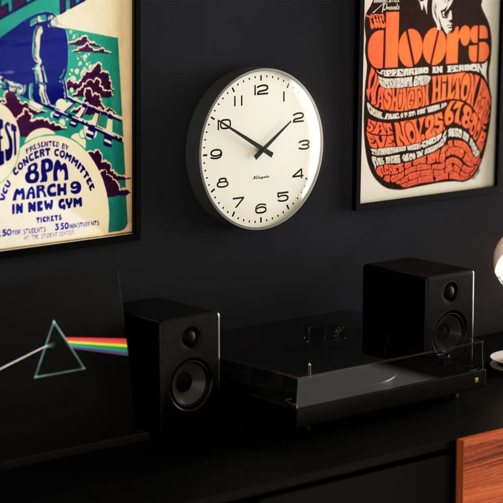Newgate Radio City Wall Clock - Black Arabic Dial Matte