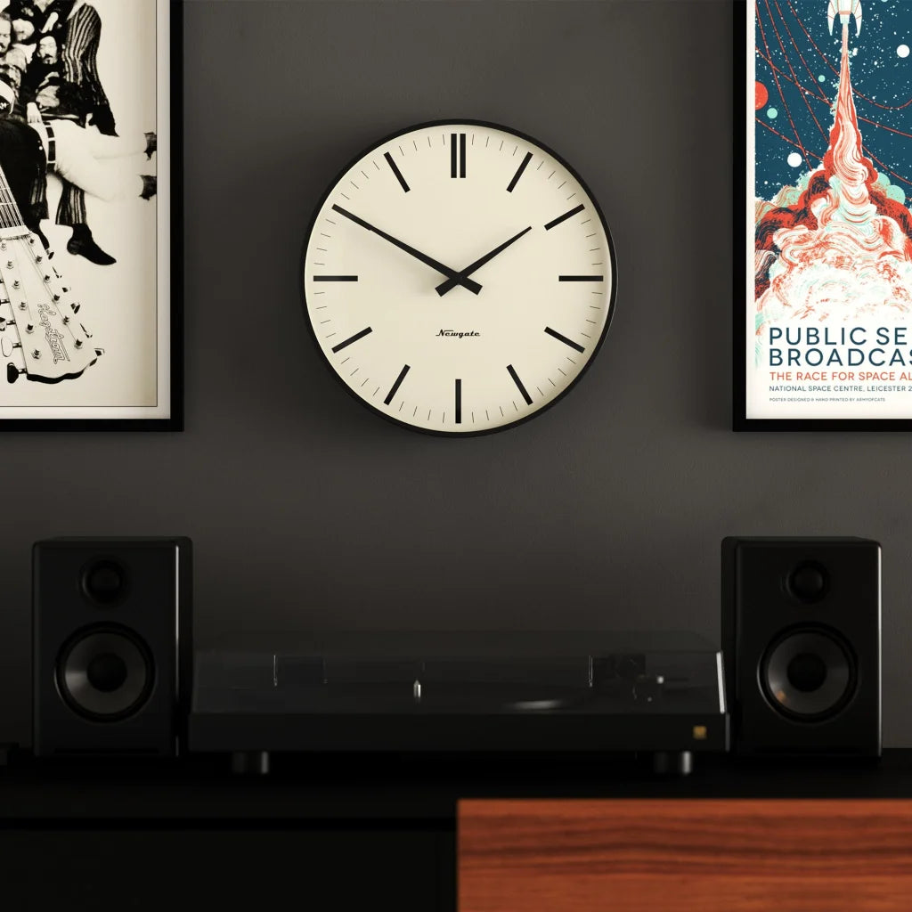 Newgate Radio City Wall Clock - Bold Black Marker Dial