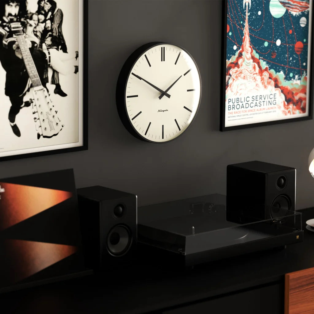 Newgate Radio City Wall Clock - Bold Black Marker Dial