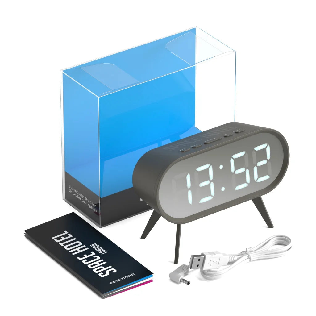 Newgate Space Hotel Cyborg LED Alarm Clock - Grey - Home &