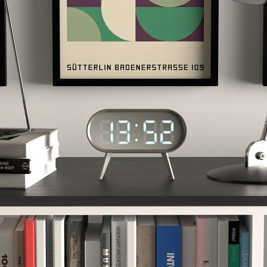 Newgate Space Hotel Cyborg LED Alarm Clock - Grey - Home &