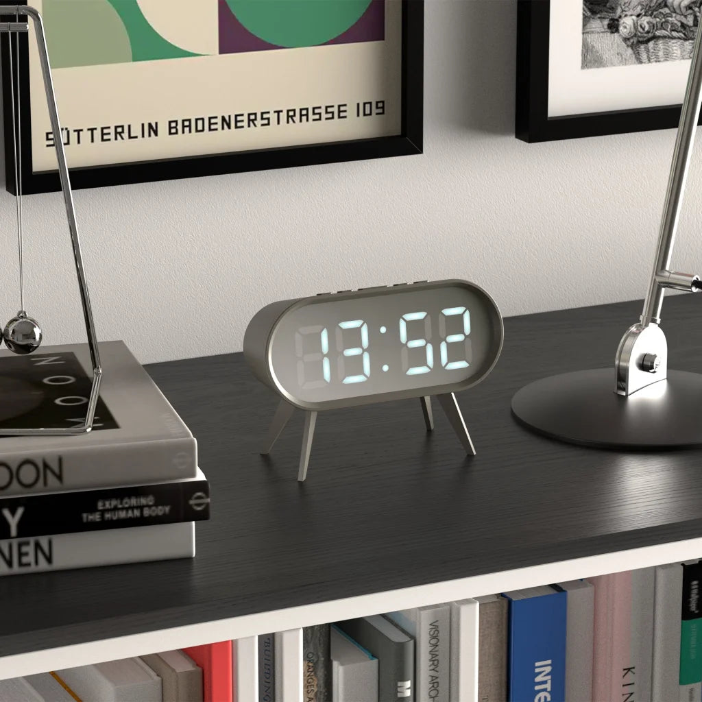 Newgate Space Hotel Cyborg LED Alarm Clock - Grey - Home &