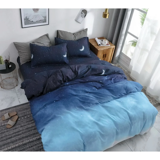 Night Blue Duvet Quilt Cover Set Super King Size - Home &