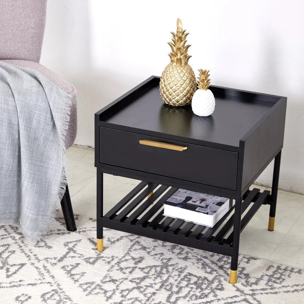 Night Stand ALCONA - Matte Black - Furniture