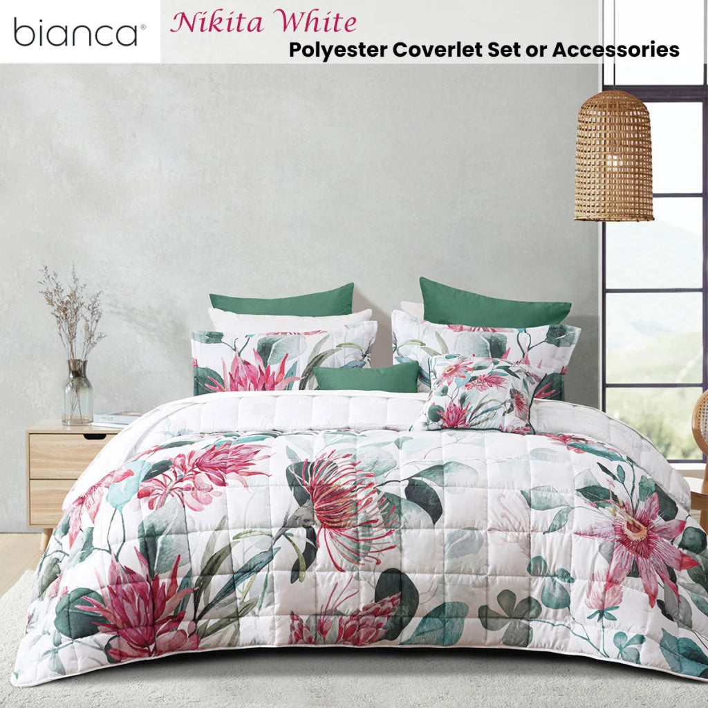 Nikita White Polyester Coverlet Set - Queen/King - Home &