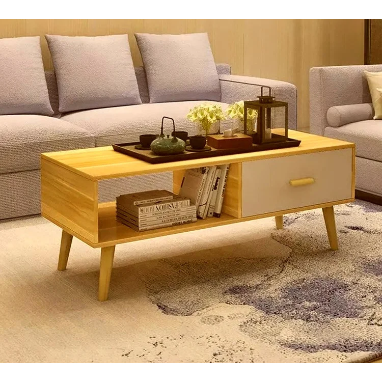 NNECN Coffee Table with Storage Drawer & Open Shelf
