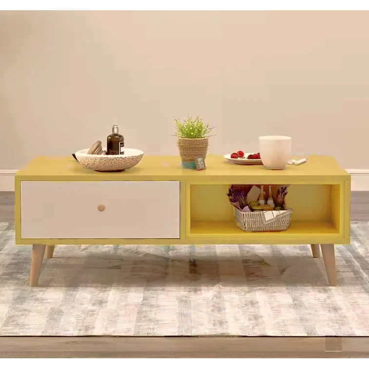 NNECN Coffee Table with Storage Drawer & Open Shelf