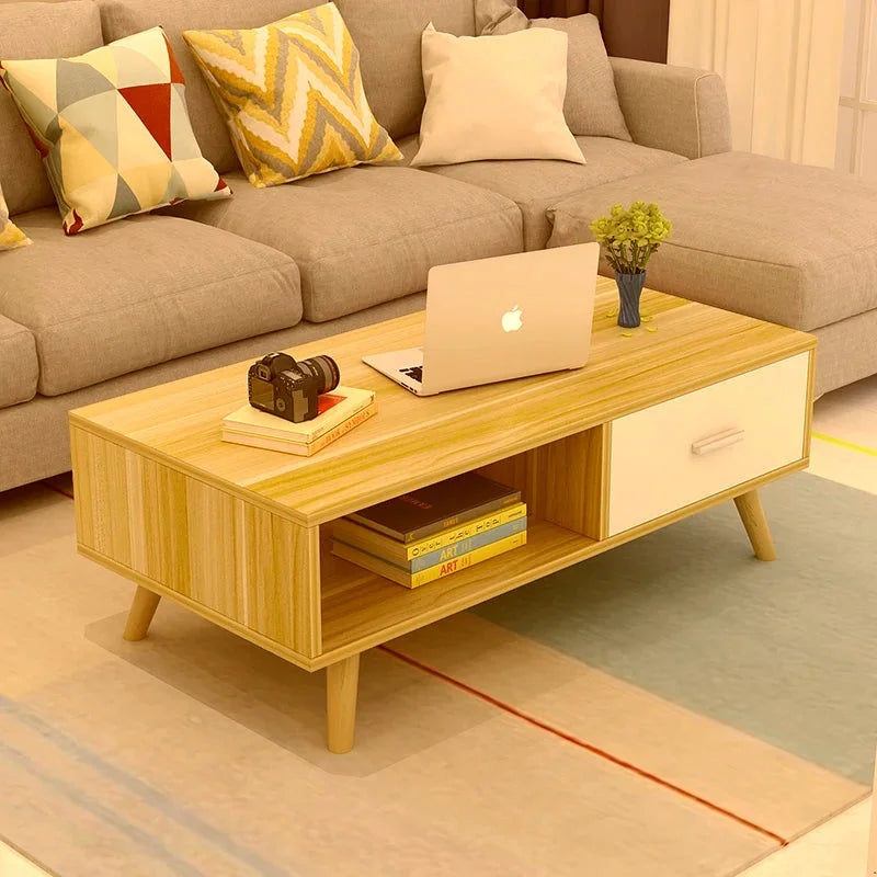 NNECN Coffee Table with Storage Drawer & Open Shelf