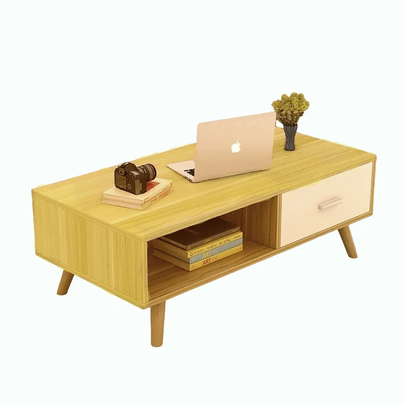 NNECN Coffee Table with Storage Drawer & Open Shelf
