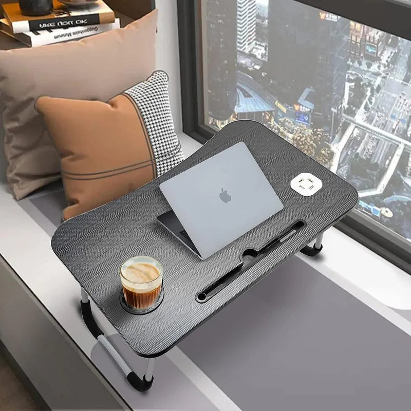 NNECN Laptop Desk Bed Table Folding Tray with USB Charger &