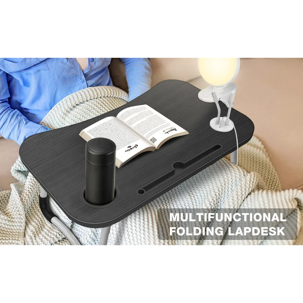 NNECN Laptop Desk Bed Table Folding Tray with USB Charger &