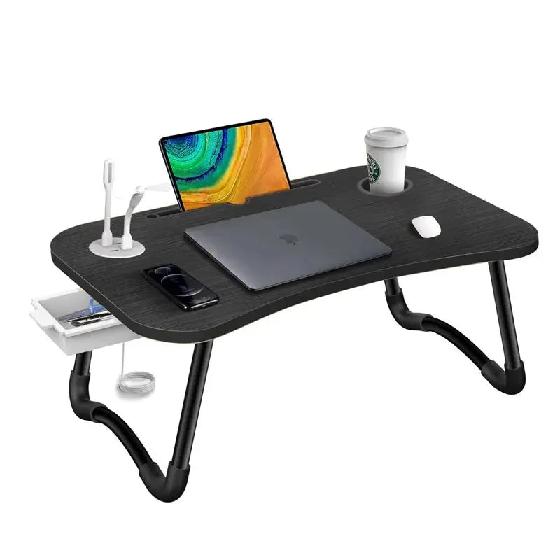 NNECN Laptop Desk Bed Table Folding Tray with USB Charger &