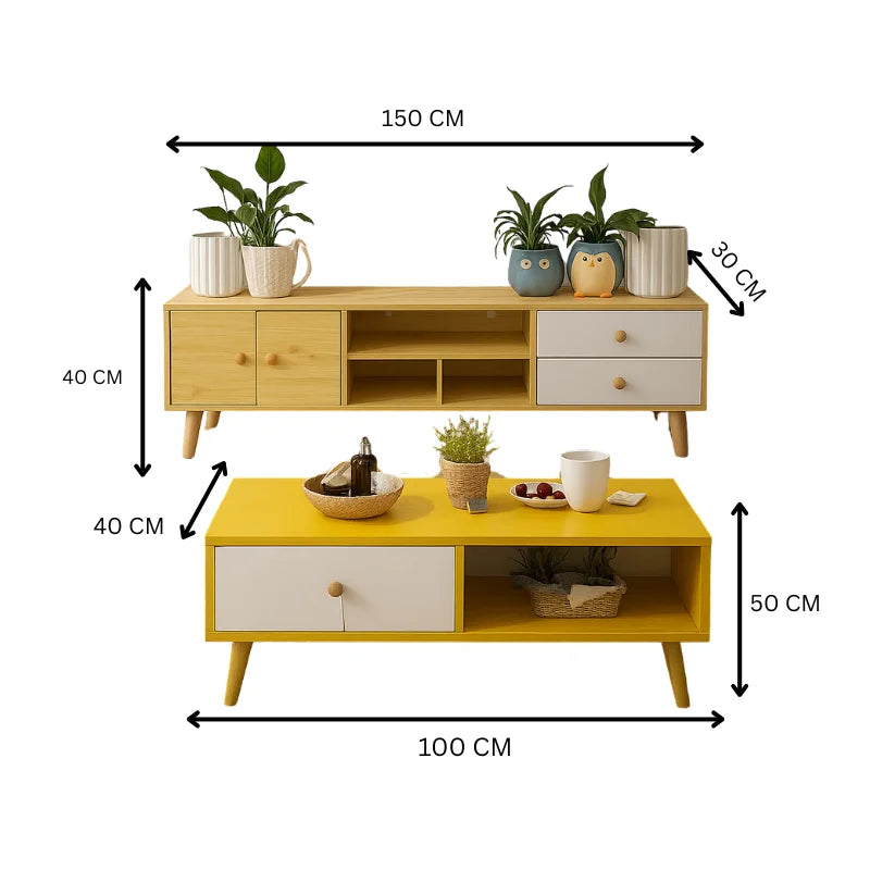 NNECN Modern Living Room TV Stand Table Set - Furniture >