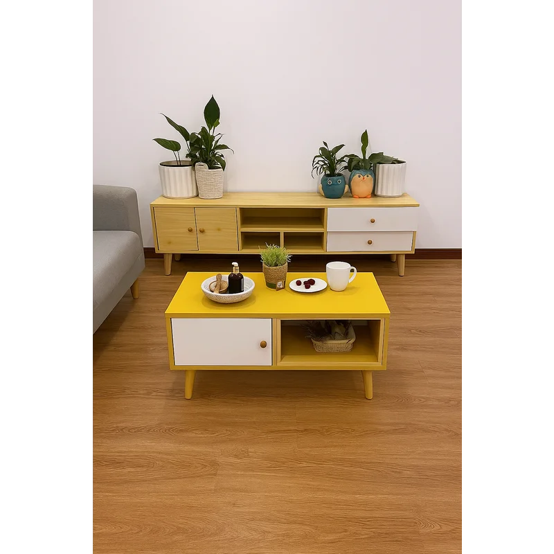 NNECN Modern Living Room TV Stand Table Set - Furniture >