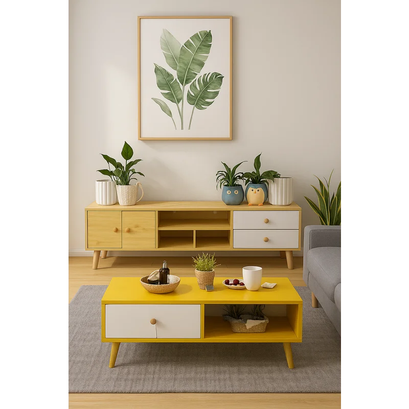 NNECN Modern Living Room TV Stand Table Set - Furniture >