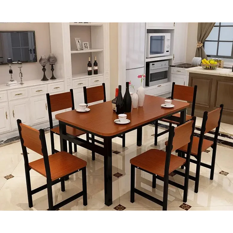 NNECN Wood & Steel Dining Set - Oak & Black - Furniture