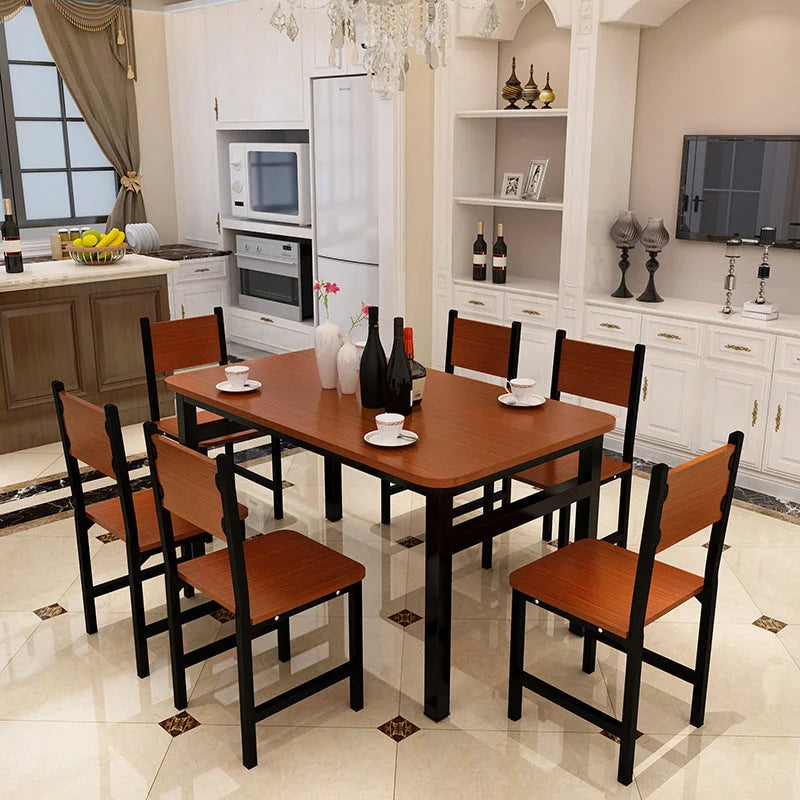 NNECN Wood & Steel Dining Set - Oak & Black - Furniture