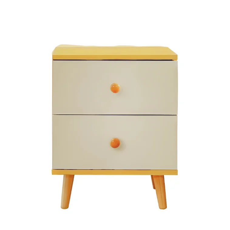 NNECN Wooden Bedside Cabinet with Two Drawers & Sturdy Legs