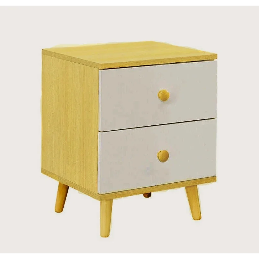 NNECN Wooden Bedside Cabinet with Two Drawers & Sturdy Legs
