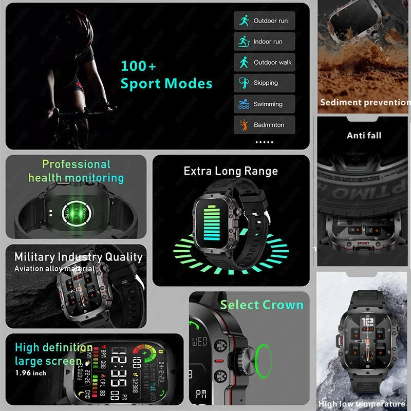 NNEOBA Rugged Military GPS Smart Watch - AMOLED 1.96 HD