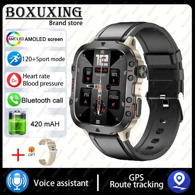 NNEOBA Rugged Military GPS Smart Watch - AMOLED 1.96 HD