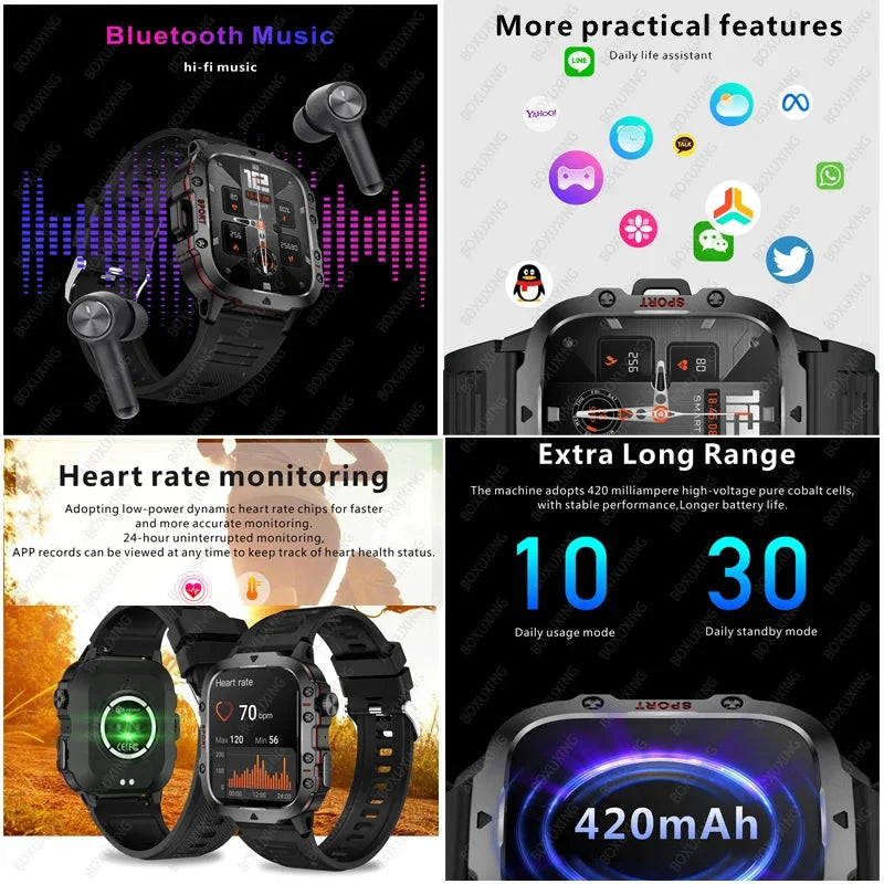 NNEOBA Rugged Military GPS Smart Watch - AMOLED 1.96 HD
