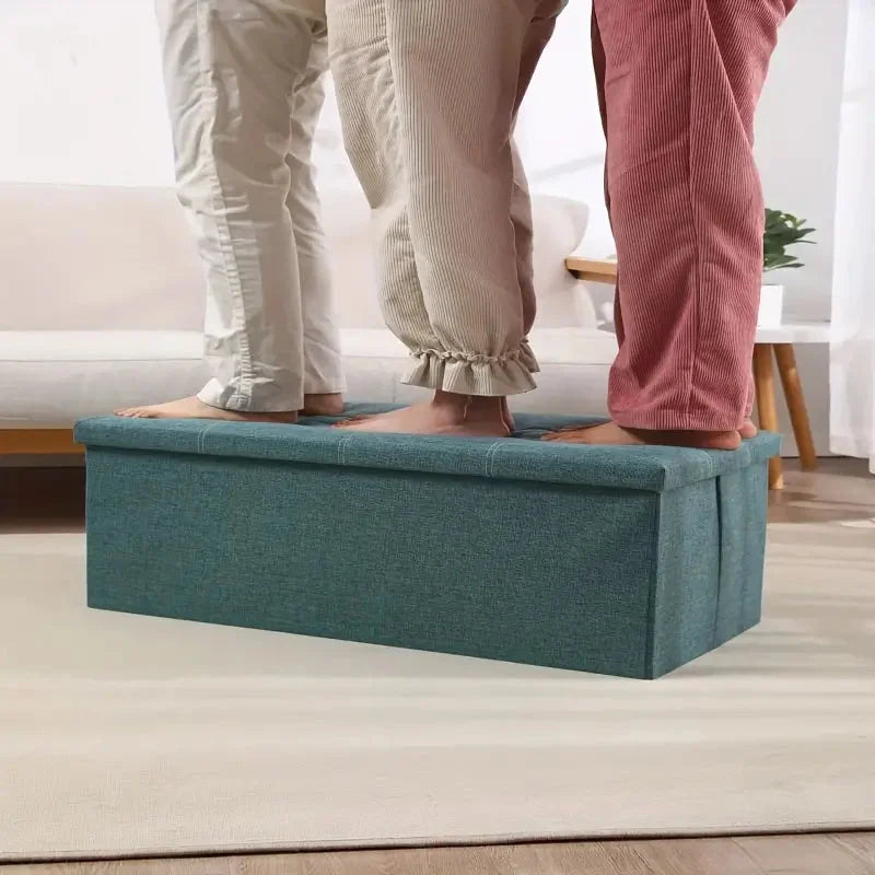 NNETM Durable Morandi Green Storage Stool - Furniture >