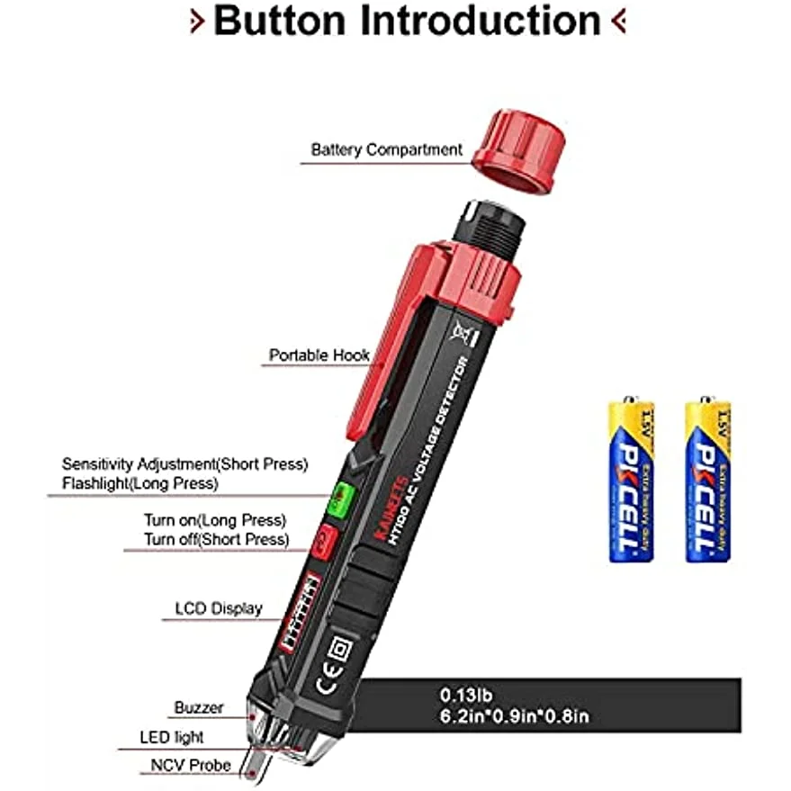 Non-Contact Voltage Tester KAIWEETS HT100 AC Detect Pen