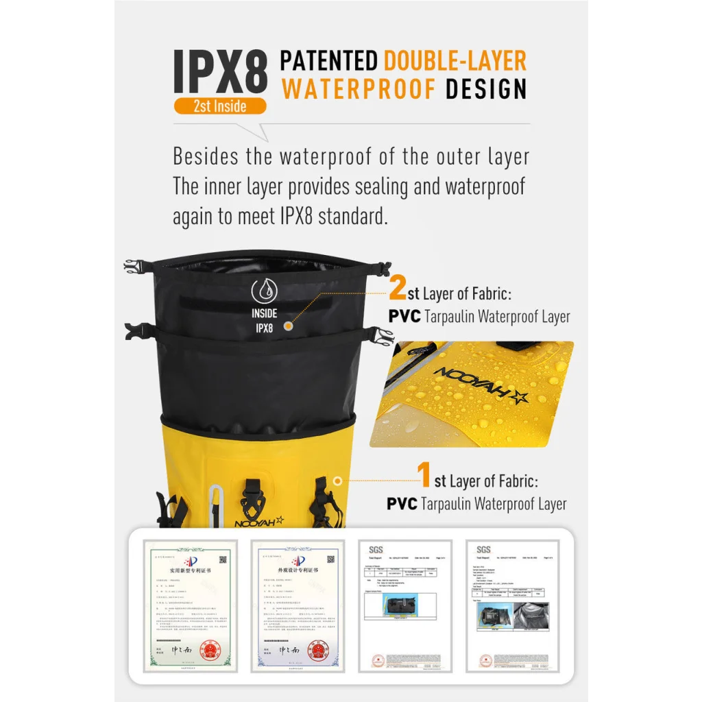 NOOYAH Bike Backpack IPX8 Waterproof Double-Layer Outdoor