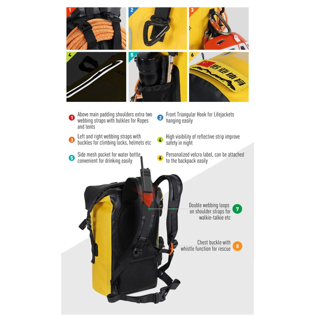 NOOYAH Bike Backpack IPX8 Waterproof Double-Layer Outdoor