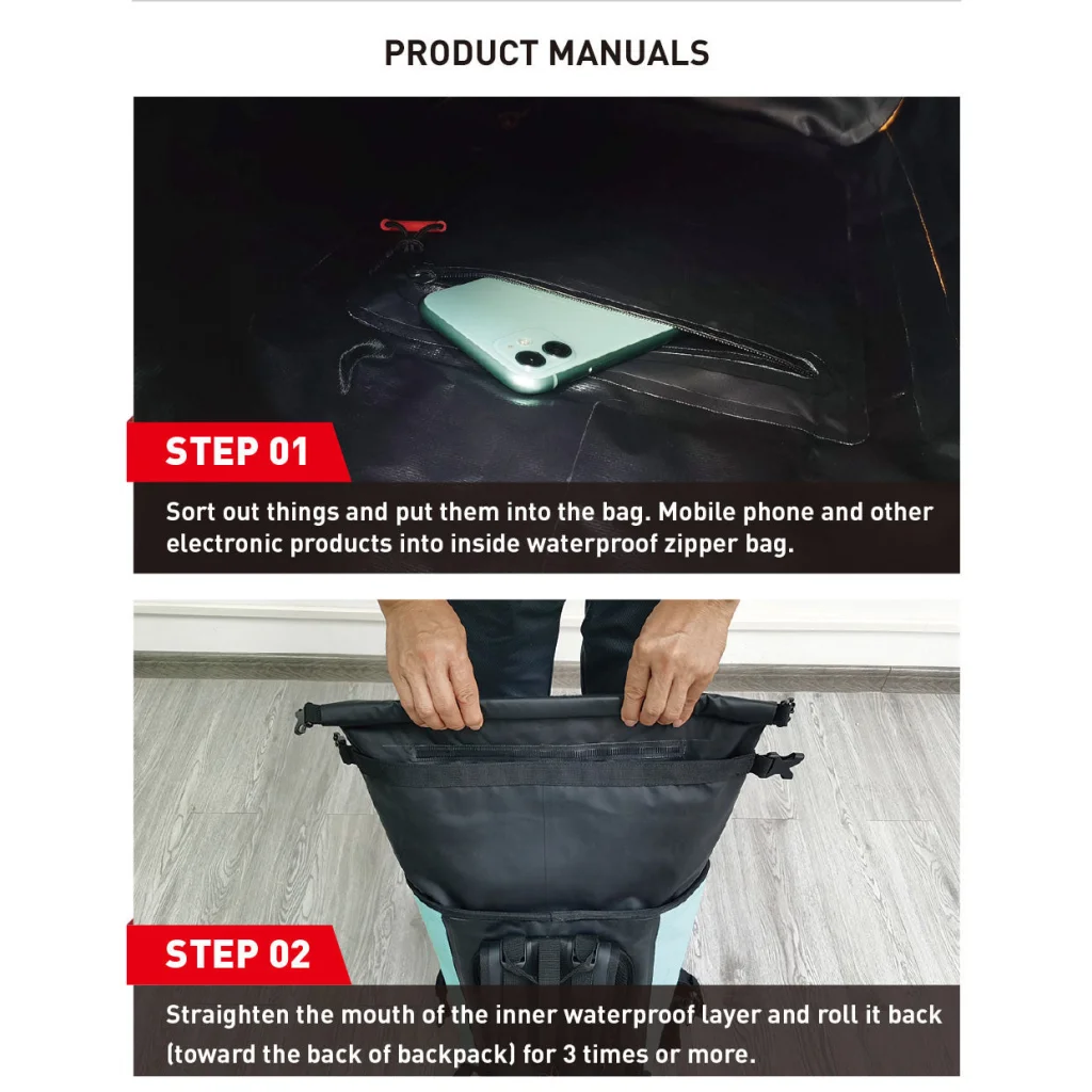 NOOYAH Bike Backpack IPX8 Waterproof Double-Layer Outdoor