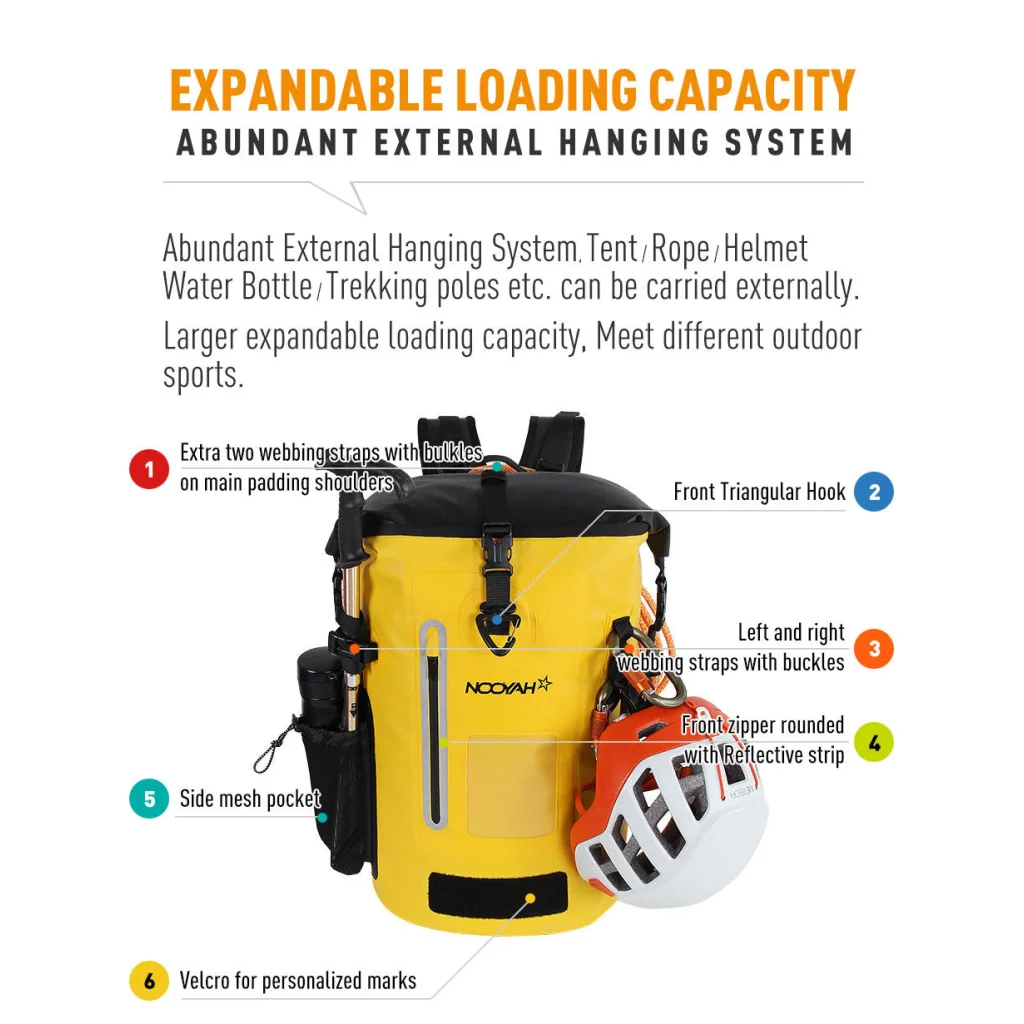 NOOYAH Bike Backpack IPX8 Waterproof Double-Layer Outdoor