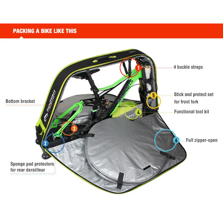 NOOYAH Bike Travel Case Bag EVA Shell Tough Material MTB