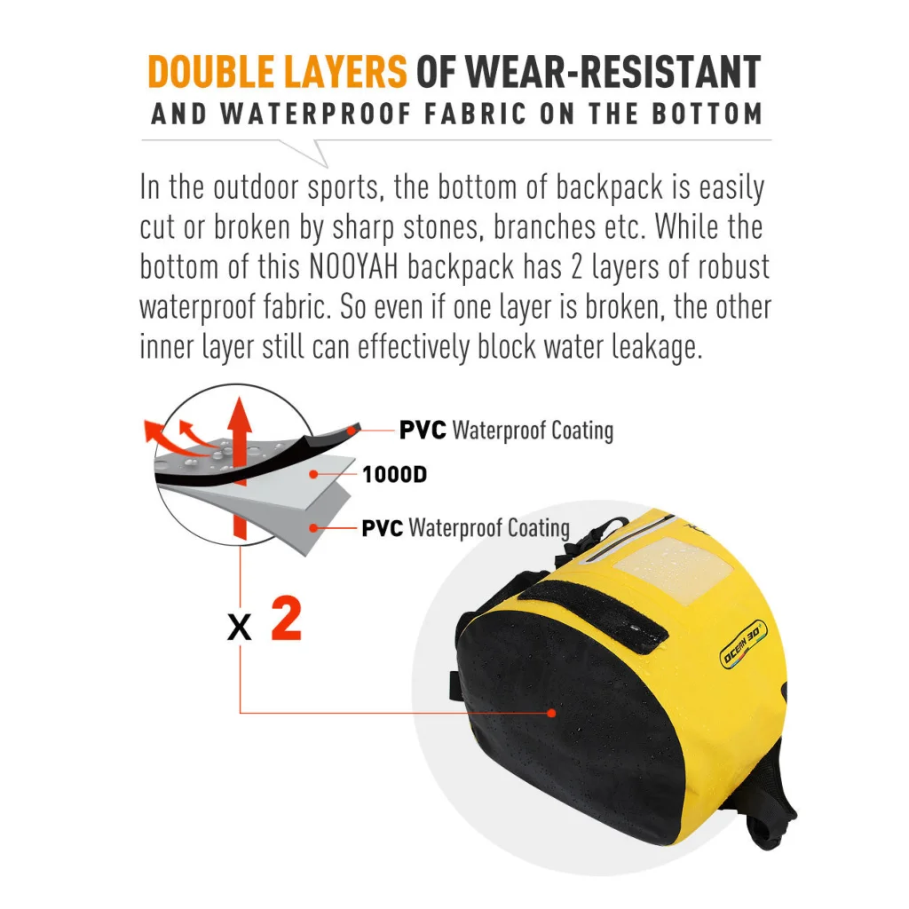 NOOYAH IPX8 Waterproof Outdoor Sports Backpack Double-Layer