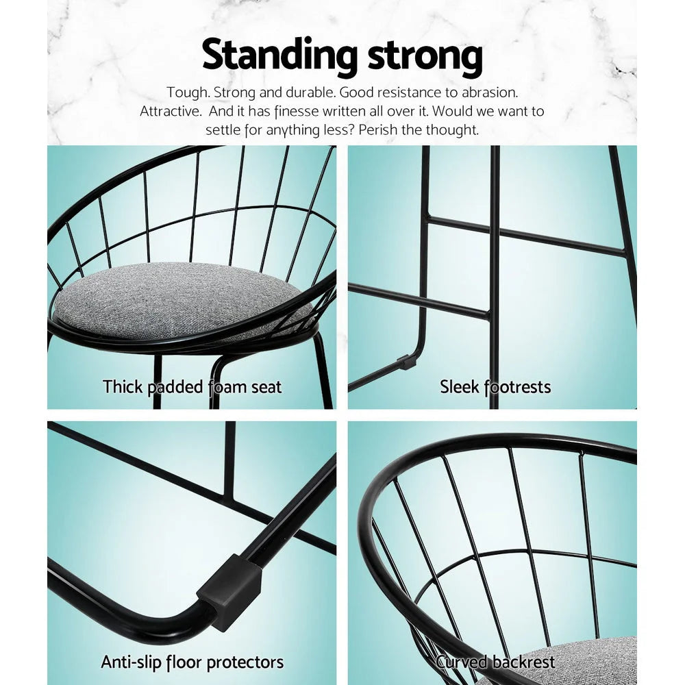 Nordic Bar Stools 4x Metallic Bar Stool Kitchen Chairs