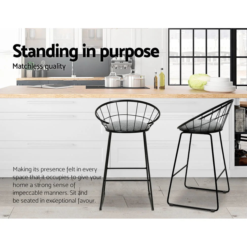 Nordic Bar Stools 4x Metallic Bar Stool Kitchen Chairs