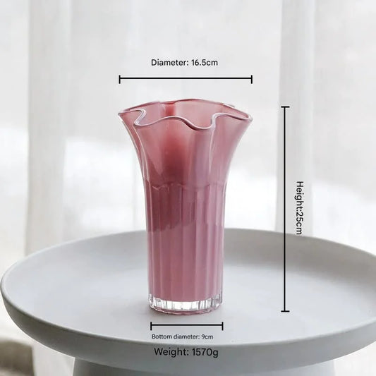 Nordic-Style Glass Vase - Elegant Fluted Flower Vase