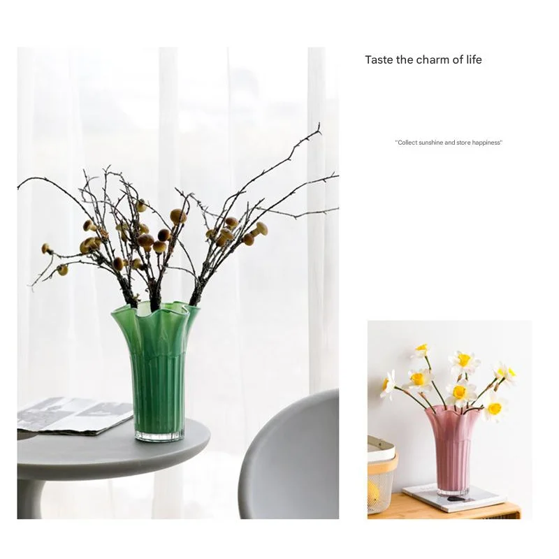 Nordic-Style Glass Vase - Elegant Fluted Flower Vase