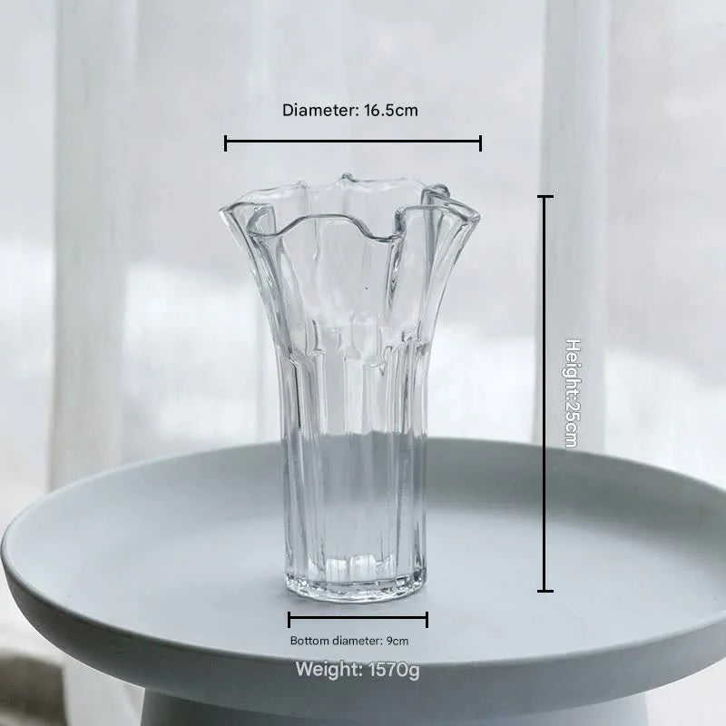 Nordic-Style Glass Vase - Elegant Fluted Flower Vase