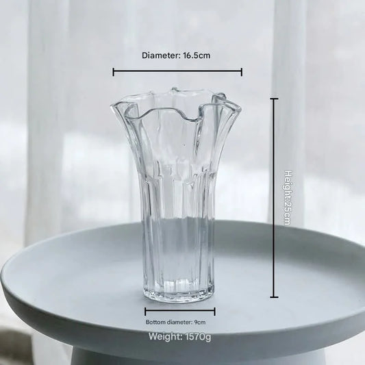 Nordic-Style Glass Vase - Elegant Fluted Flower Vase