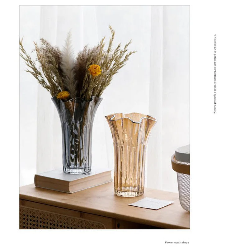Nordic-Style Glass Vase - Elegant Fluted Flower Vase