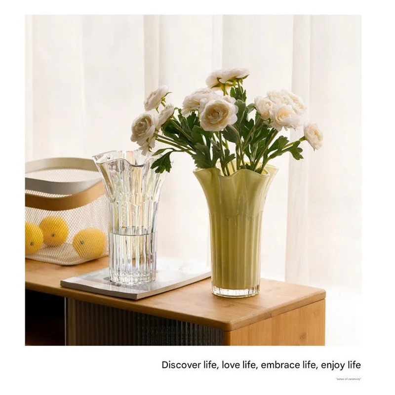 Nordic-Style Glass Vase - Elegant Fluted Flower Vase