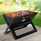 Charcoal notebook bbq grill with component details and storage context