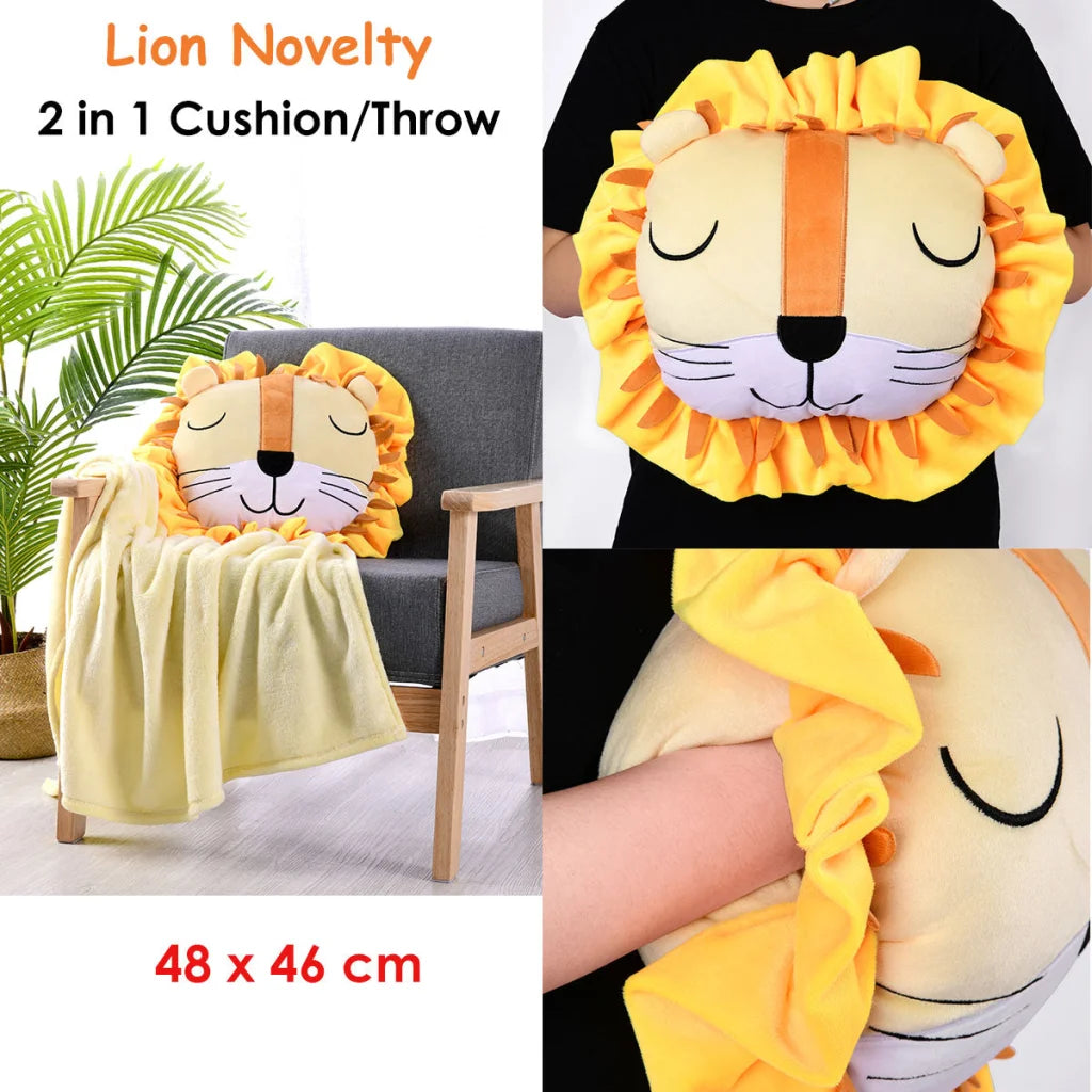 Novelty Cushion/Throw Happy Kids Lion - Home & Garden